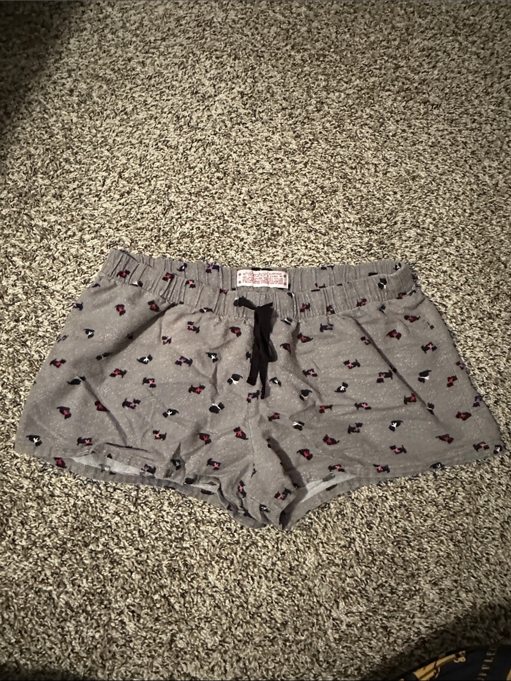 Xhilaration Gray Pajama Shorts with Black Tie and Mini Print